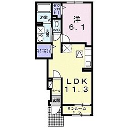 フォレスト2 1LDKの間取図画像