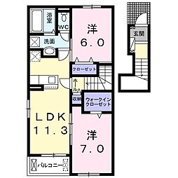 グリーンズいの2 2LDKの間取図画像