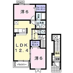 リバーサイドKEN 2LDKの間取図画像