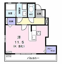 シャトレ純II 1階ワンルームの間取り