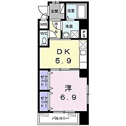 ベル・アビタシオン 1DKの間取図画像