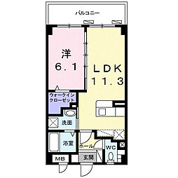 グレイスパグーロJ 1LDKの間取図画像