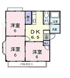 ガーデンハウスA 3DKの間取図画像