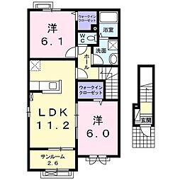 ルーナリア1 2LDKの間取図画像