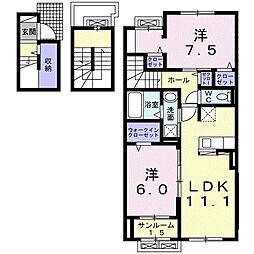 ベル　ラ　ヴィ 3階2LDKの間取り