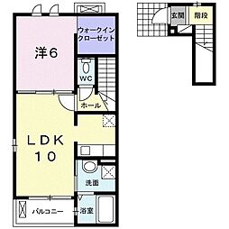 エバーグリーンM.K.TA 1LDKの間取図画像