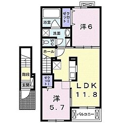 グランプラザ壱番館 2階2LDKの間取り