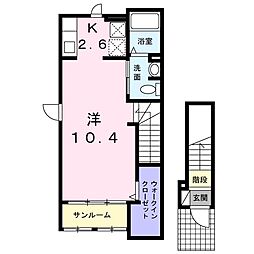 ヒルサイド菊名2 1Kの間取図画像