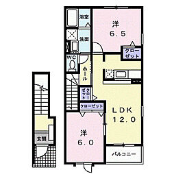 アルフィーノはるD棟 2LDKの間取図画像