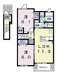 スマイリーハウス宇和2 2LDKの間取図画像