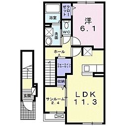 アルバ上松葉 1LDKの間取図画像