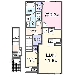 パークサイド・カミネ・N 1LDKの間取図画像
