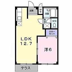 エルディム志賀 1階1LDKの間取り