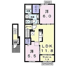 アイリス・ファームA 2LDKの間取図画像