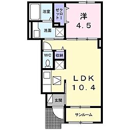 ブルーウイロウ1 1LDKの間取図画像