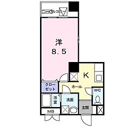 アヴニール山手 1Kの間取図画像