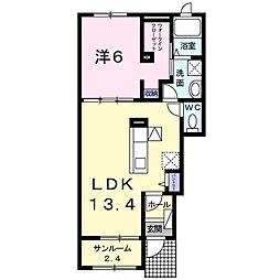 ソレアード大喜多 1LDKの間取図画像