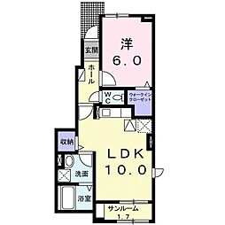 グラストゥリーズ2 1LDKの間取図画像