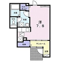 ノイフリシュC ワンルームの間取図画像