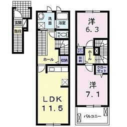 スクエアガーデン 2LDKの間取図画像