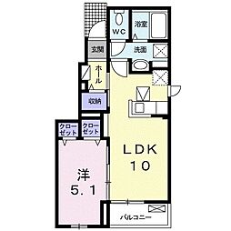 ラ・ボヌールB 1LDKの間取図画像