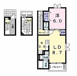 モナリザ 3階1LDKの間取り