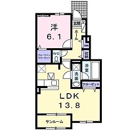 エスポワール22 1LDKの間取図画像