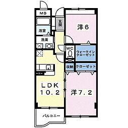 ヴィラ・ポワージュ 2LDKの間取図画像