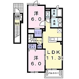 ヌーベル新星 2LDKの間取図画像