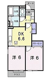 ヴェル　フォーレ 1階2DKの間取り