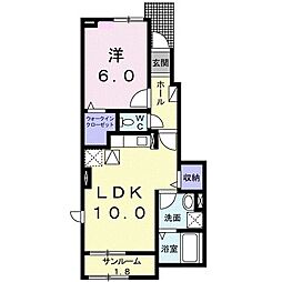 OliveGreen 1LDKの間取図画像