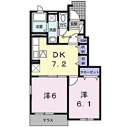 ドリームハウス2 2DKの間取図画像
