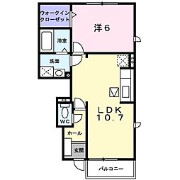 フリッシュ1 1LDKの間取図画像