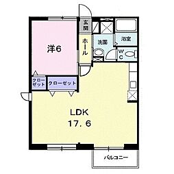 アルファ　ワン 2階1LDKの間取り