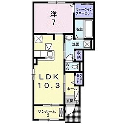 ヴィラココール2 1LDKの間取図画像