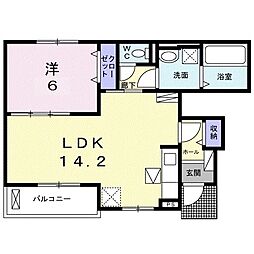 Ｋストリート 1階1LDKの間取り