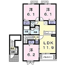 エヴァーグリーン三間寺　I 2階3LDKの間取り