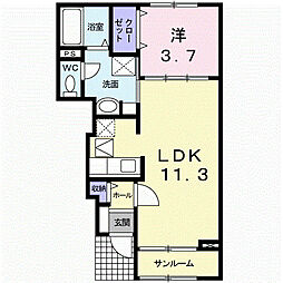 ボンヌールE.K4 1LDKの間取図画像
