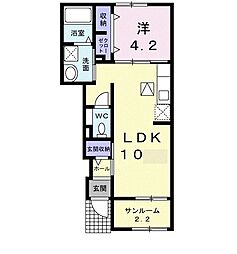 ＶＥＮＥＺＩＡ　ＲＯＳＡ 1階1LDKの間取り