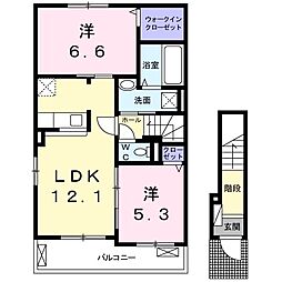 サニーエレガンス　Ｃ 2階2LDKの間取り