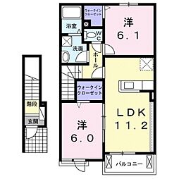 ナカマヒルズA 2LDKの間取図画像