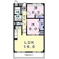 プレステージコートファミーユ館 2LDKの間取図画像