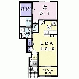 ヴィラプレジール3 1LDKの間取図画像