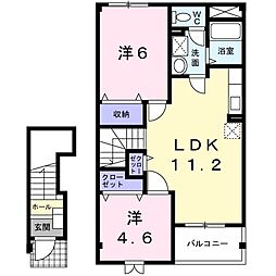 ライラックII 2階2LDKの間取り