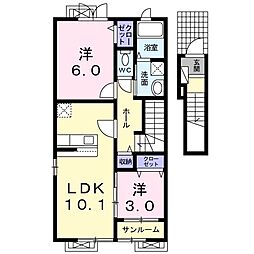フィオーレ1 2LDKの間取図画像