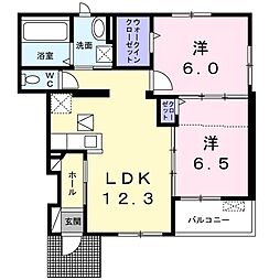 プログレス1 2LDKの間取図画像