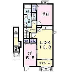 ウエストヴィーゼ 2LDKの間取図画像