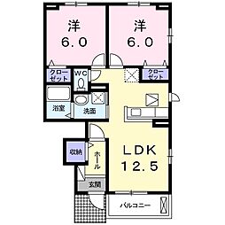 デイジー　II 1階2LDKの間取り