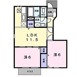レフィナ−ド 1階2LDKの間取り
