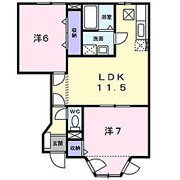 ヴィラパルテール 2LDKの間取図画像